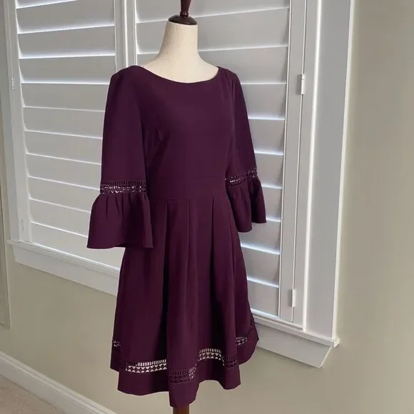Eliza J | Dresses | Elizaj Fit And Flaresz 6 Boat Neck Bell Sleeve Dress |  Poshmark